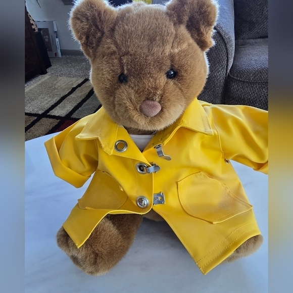 Vintage 90s Boyds Build A Bear Workshop Big 13inch Teddy Bear Yellow Raincoat - Picture 7 of 10
